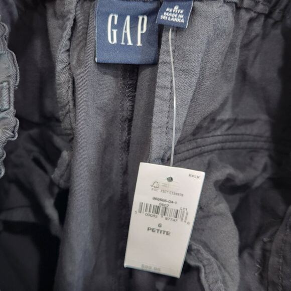 Gap Cotton High Rise Pleated Cargo Pants Trouser Black Size 6 Short Petite - Picture 11 of 12